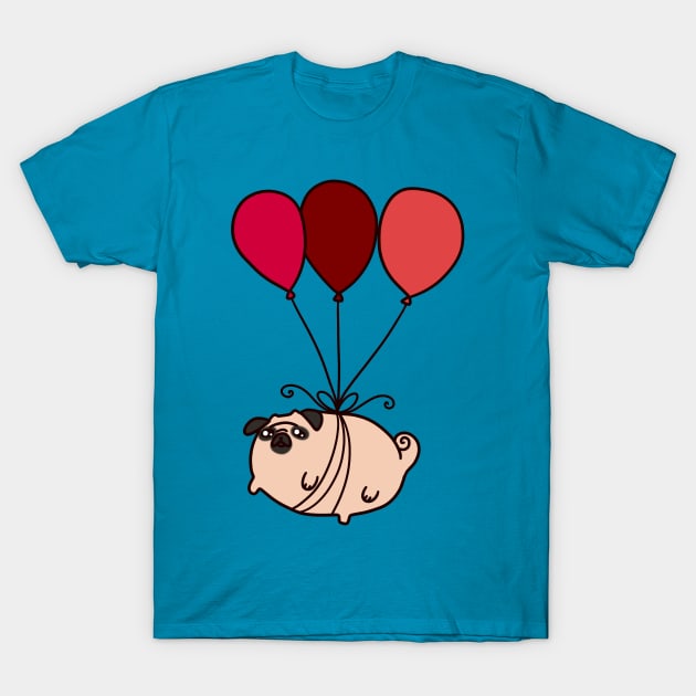 Balloon Pug T-Shirt by saradaboru
